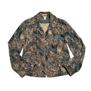 Christopher Banks Paisley Corduroy Blazer Jacket Womens XL Soft Lightweight